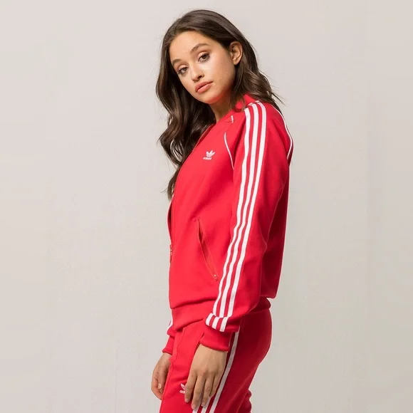 ADIDAS originals jacket S & pants XS, Womens SST Red Track Suit tricolor - Picture 9 of 10